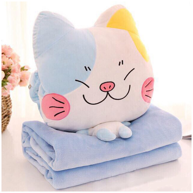 Koc z poduszką - maskotka biały CANDY CAT