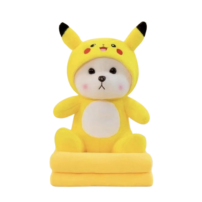 MIŚ ze zdejmowanym kapturem PIKACHU - maskotka z kocem w środku