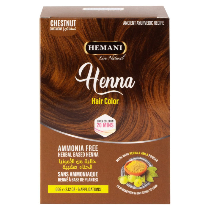 HENNA do włosów KASZTANOWA 60g Hemani