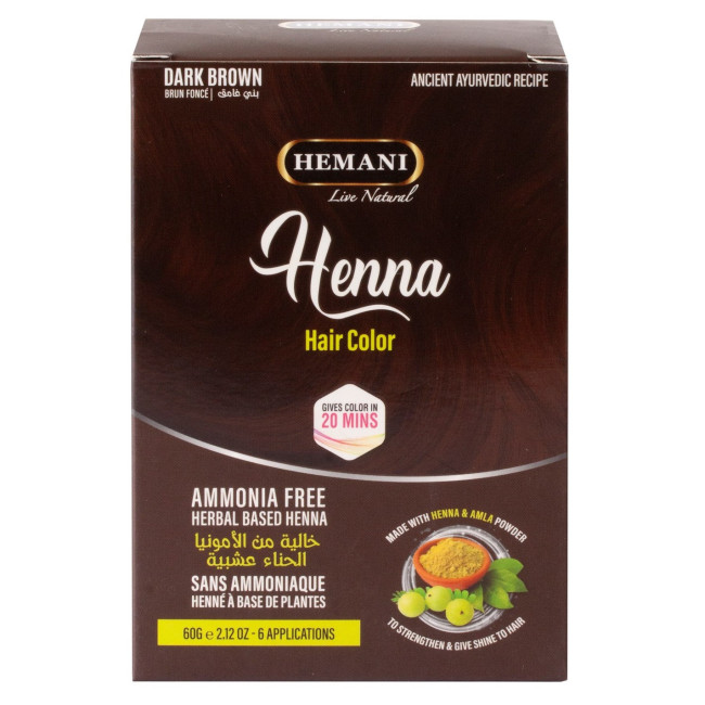 HENNA do włosów CIEMNY BRĄZ 60g Hemani