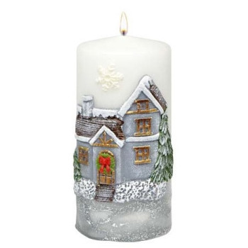 Świeca pieńkowa Winter House biały/szary 150/70 – Adpal