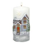 Świeca pieńkowa Winter House biały/szary 150/70 – Adpal