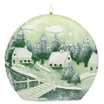 Świeca Winter Coming zielona dysk 160/150/40 – Adpal