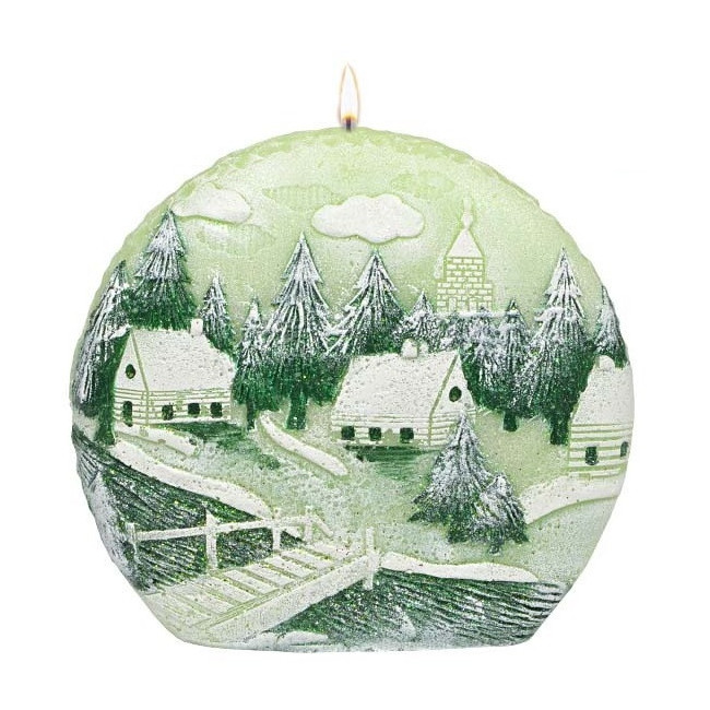 Świeca Winter Coming zielona dysk 160/150/40 – Adpal