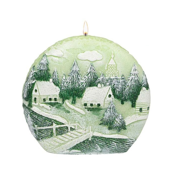 Świeca Winter Coming zielona dysk 160/150/40 – Adpal