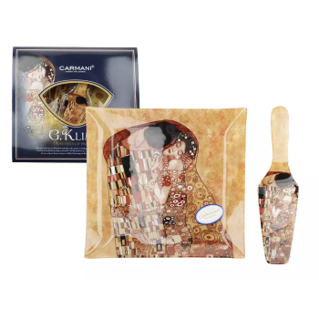 Talerz dekoracyjny z łopatką POCAŁUNEK Gustav Klimt 25cm CARMANI
