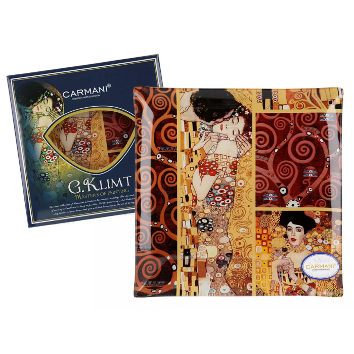 Talerz dekoracyjny POCAŁUNEK Gustav Klimt 25x25cm CARMANI