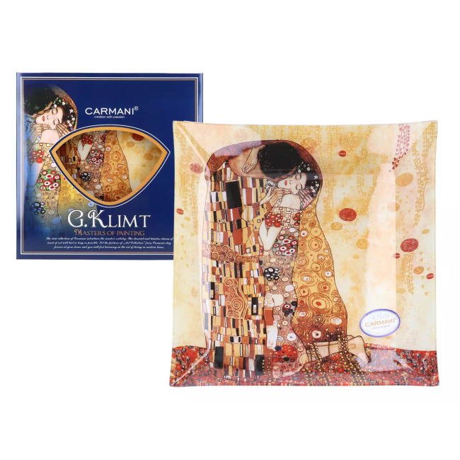 Talerz dekoracyjny POCAŁUNEK Gustav Klimt 30x30cm CARMANI