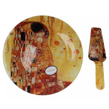 Talerz dekoracyjny z łopatką POCAŁUNEK Gustav Klimt śr.30cm CARMANI