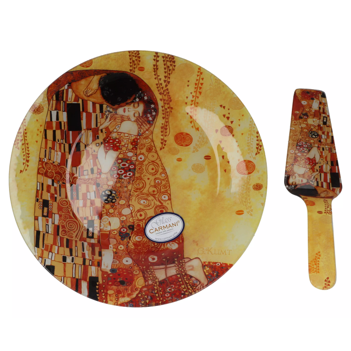 Talerz dekoracyjny z łopatką POCAŁUNEK Gustav Klimt śr.30cm CARMANI