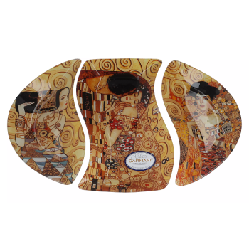 Talerz dekoracyjny Gustav Klimt – zestaw 3 części CARMANI | Elegancja i sztuka
