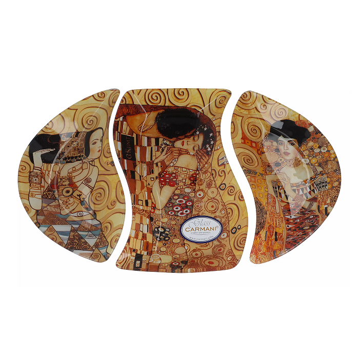 Talerz dekoracyjny Gustav Klimt – zestaw 3 części CARMANI | Elegancja i sztuka
