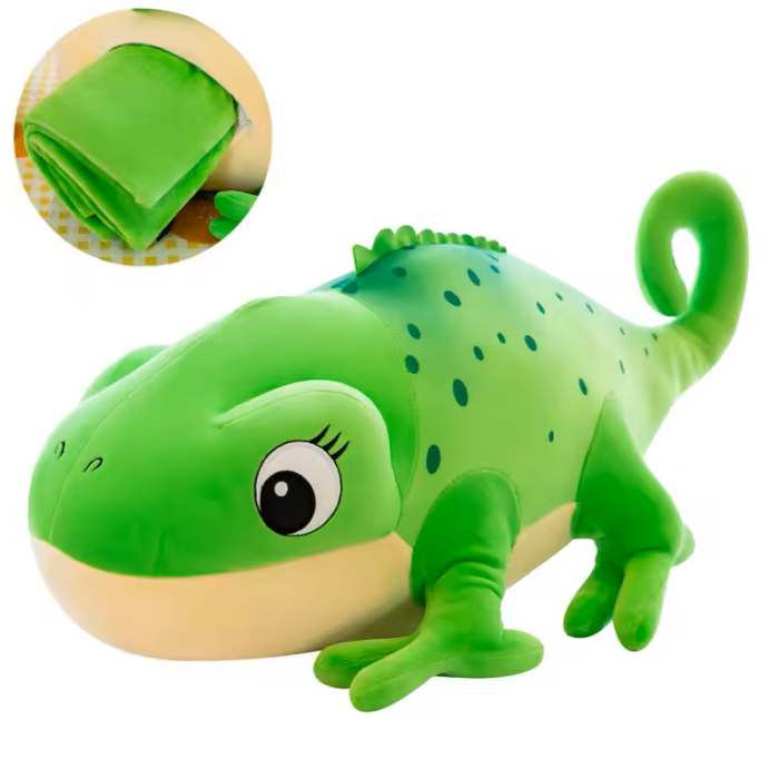 Maskotka z kocem KAMELEON ZIELONY