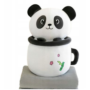 MIŚ ze zdejmowanym kapturem PANDA - maskotka z kocem w środku