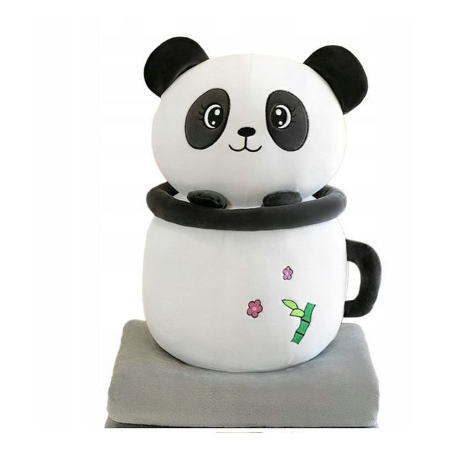 MIŚ ze zdejmowanym kapturem PANDA - maskotka z kocem w środku