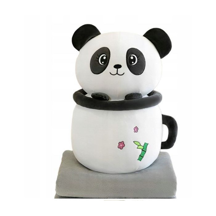 MIŚ ze zdejmowanym kapturem PANDA - maskotka z kocem w środku