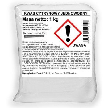 Kwas cytrynowy 1 kg – ekologiczny odkamieniacz i surowiec kosmetyczny | Wild Nature