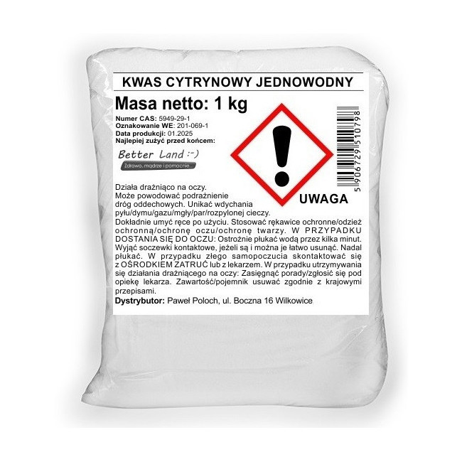 Kwas cytrynowy 1 kg – ekologiczny odkamieniacz i surowiec kosmetyczny | Wild Nature