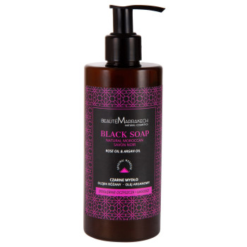 Czarne mydło w płynie z olejem z róży damasceńskiej 250 ml – Beaute Marrakech