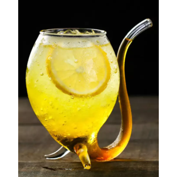 Kieliszek do drinków fantazy 300 ml ze słomką szklany elegancki