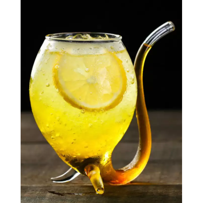 Kieliszek do drinków fantazy 300 ml ze słomką szklany elegancki