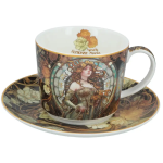 Filiżanka ze spodkiem Alfons Mucha 230 ml CARMANI porcelana artystyczna
