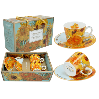 Komplet 2 filiżanek espresso Vincent van Gogh Słoneczniki CARMANI 100 ml