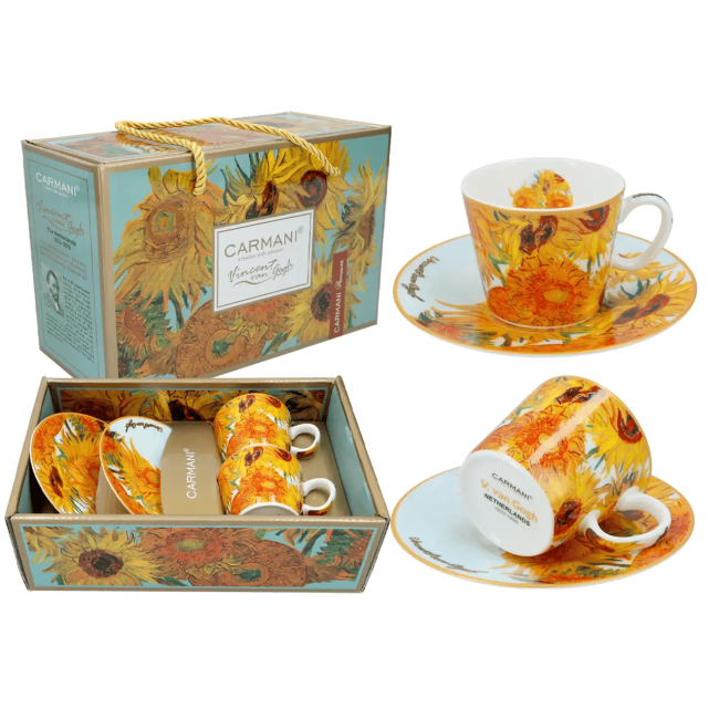 Komplet 2 filiżanek espresso Vincent van Gogh Słoneczniki CARMANI 100 ml