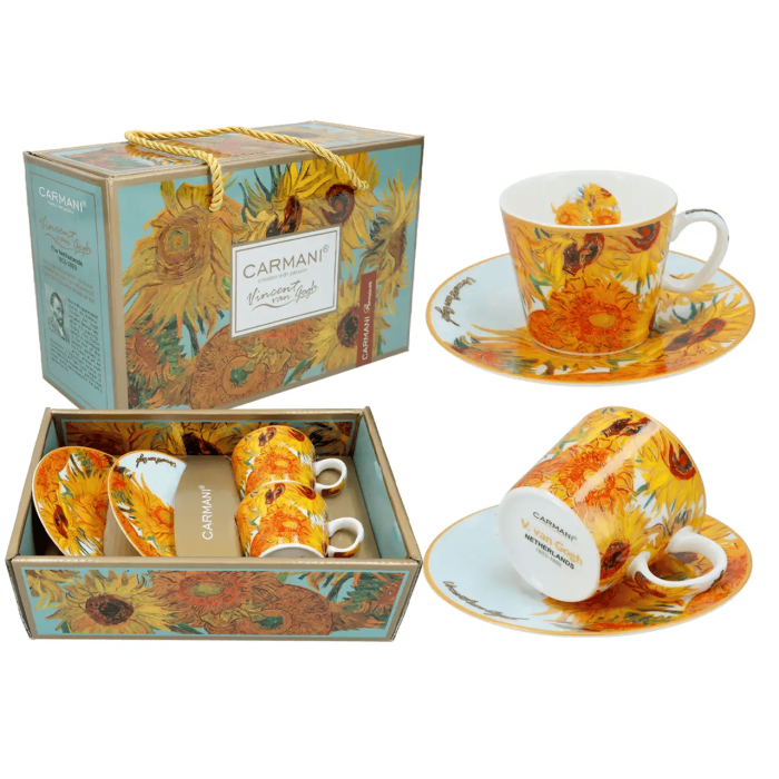 Komplet 2 filiżanek espresso Vincent van Gogh Słoneczniki CARMANI 100 ml