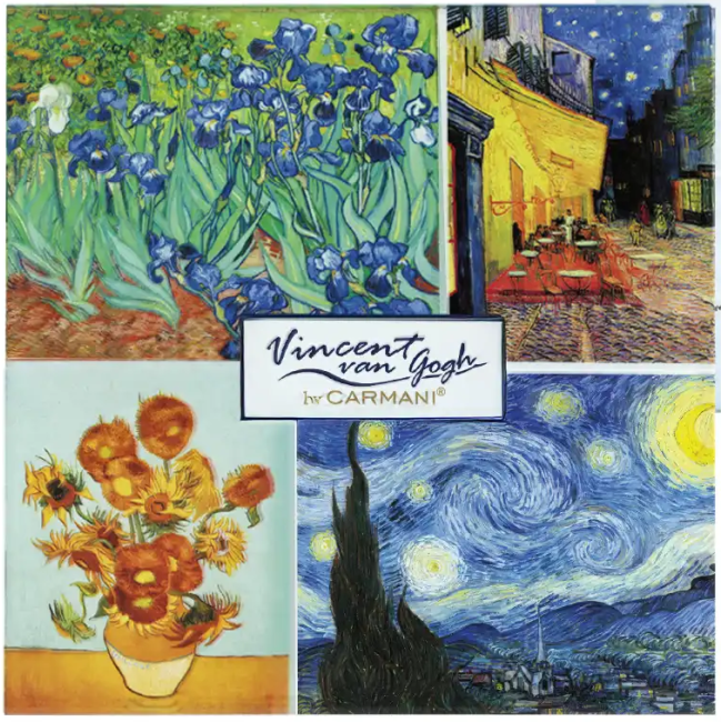 Podkładka szklana Vincent van Gogh mix CARMANI 11,5x11,5 cm