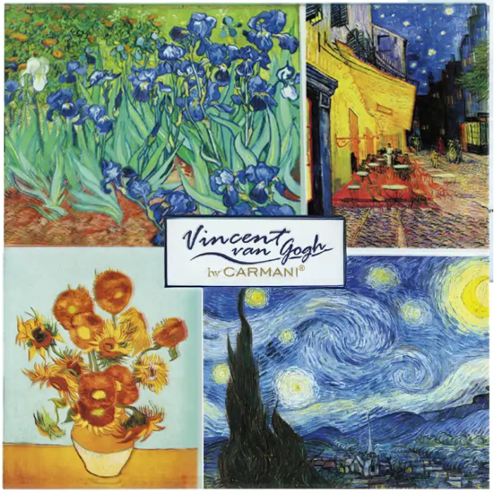 Podkładka szklana Vincent van Gogh mix CARMANI 11,5x11,5 cm