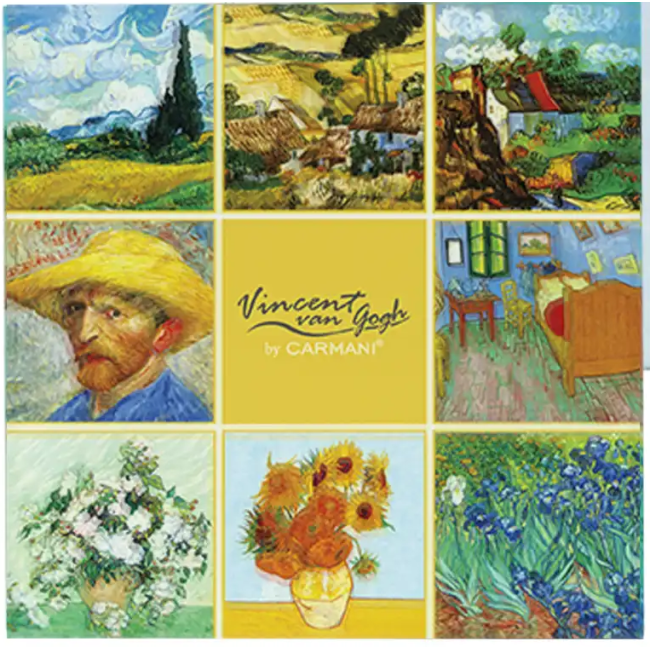 Podkładka szklana Vincent van Gogh kolaż z autoportretem CARMANI 11,5x11,5 cm
