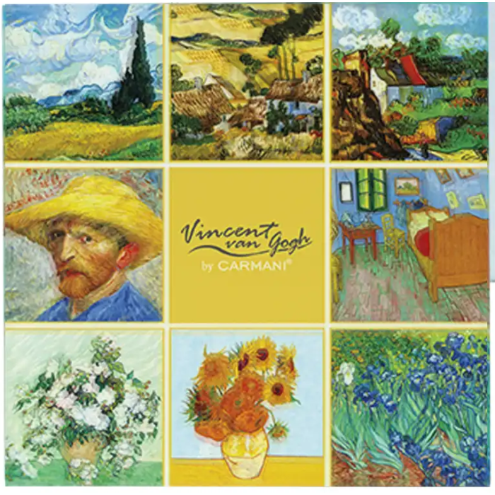 Podkładka szklana Vincent van Gogh kolaż z autoportretem CARMANI 11,5x11,5 cm
