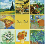 Podkładka szklana Vincent van Gogh kolaż z autoportretem CARMANI 11,5x11,5 cm