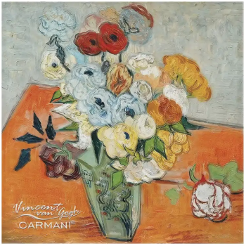 Podkładka szklana Vincent van Gogh Róże i zawilce CARMANI 11,5x11,5 cm