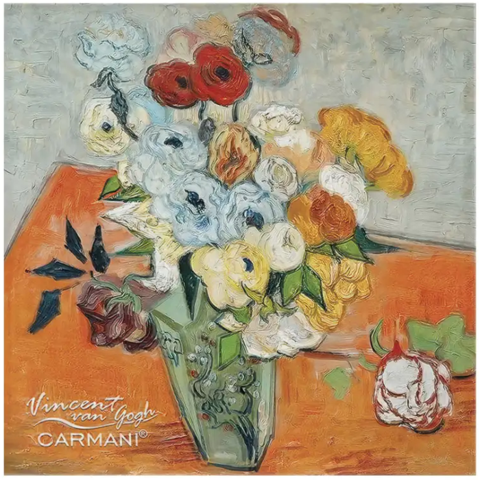 Podkładka szklana Vincent van Gogh Róże i zawilce CARMANI 11,5x11,5 cm