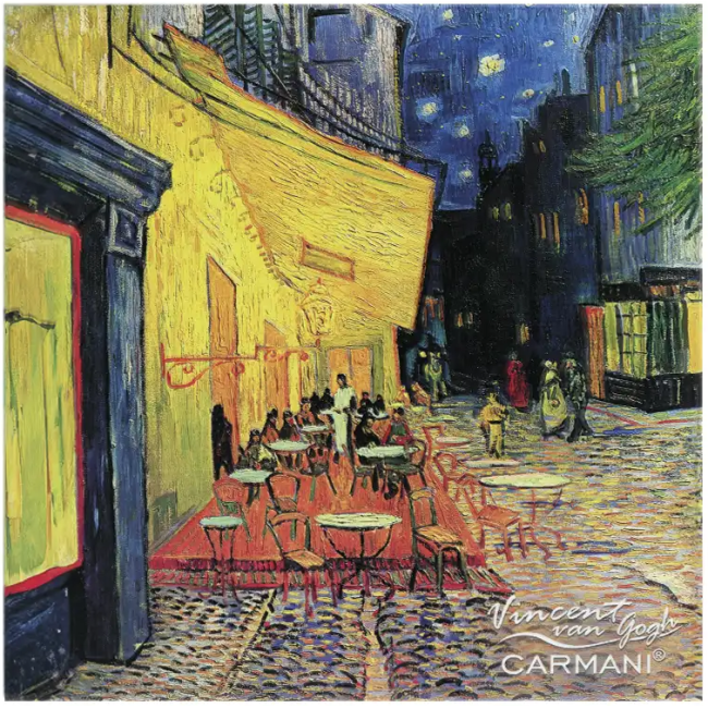 Podkładka szklana Vincent van Gogh Taras kawiarni w nocy CARMANI 11,5x11,5 cm