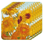 Komplet 6 podkładek korkowych Vincent van Gogh Słoneczniki CARMANI 10,5x10,5 cm