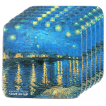 Komplet 6 podkładek korkowych Vincent van Gogh Gwiaździsta noc nad Rodanem CARMANI 10,5x10,5 cm