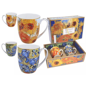Komplet 2 kubków Vincent van Gogh Słoneczniki i Irysy CARMANI 400 ml