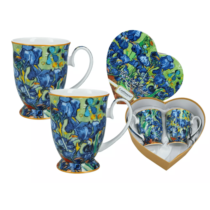Komplet 2 kubków w sercu Vincent van Gogh Irysy CARMANI 280 ml
