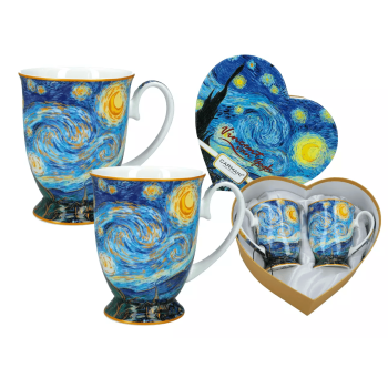 Komplet 2 kubków w sercu Vincent van Gogh Gwiaździsta noc CARMANI 280 ml