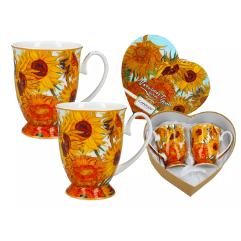 Komplet 2 kubków w sercu Vincent van Gogh Słoneczniki CARMANI 280 ml