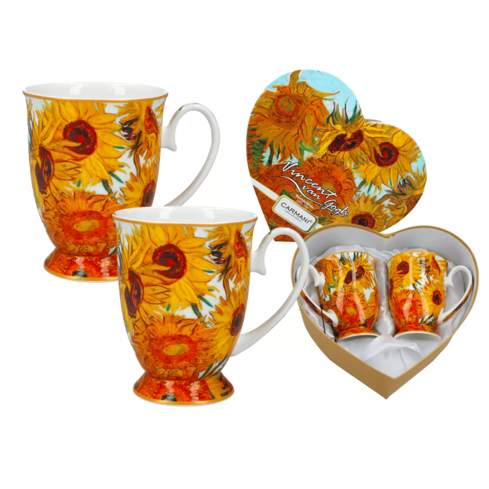 Komplet 2 kubków w sercu Vincent van Gogh Słoneczniki CARMANI 280 ml