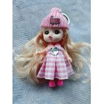 Breloczek laleczka LOVE – różowa sukienka, 14 cm