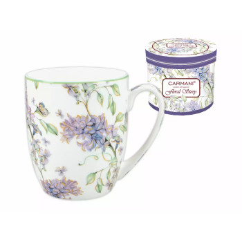 Kubek Carmani Floral Story Lilak 400 ml – porcelanowy kubek w pudełku