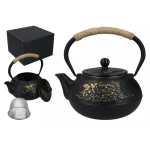 Czajniczek żeliwny z zaparzaczem 900 ml – emaliowany wkład, solidny