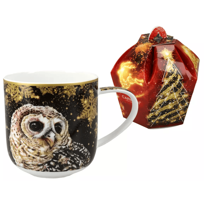 Kubek świąteczny Sowa 450 ml – porcelana w ozdobnym opakowaniu CARMANI