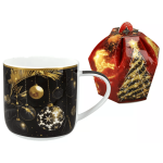 Kubek świąteczny CARMANI 450 ml – Złote bombki, porcelanowy prezent