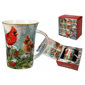Kubek świąteczny CARMANI Zimowe ptaszki 350 ml – porcelanowy prezent